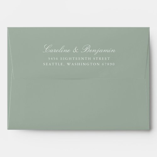 Formal Script Elegant Return Address Dusty Sage Envelope