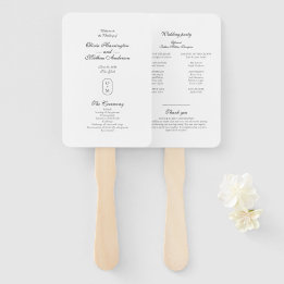 Formal Script Geometric Monogram Wedding Program Hand Fan