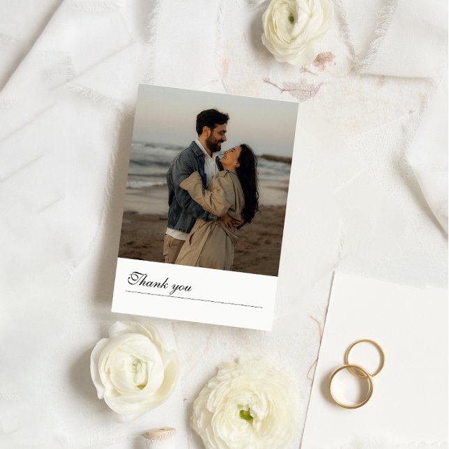 Formal Script Message Photo Wedding Thank You Card (Creator Uploaded)