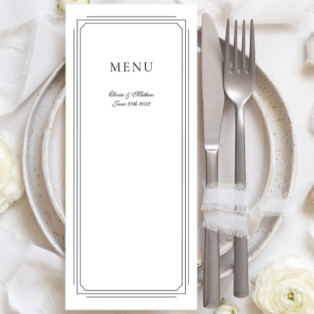 Formal Script w/ Geometric Frame Monogram Wedding Menu (Creator Uploaded)