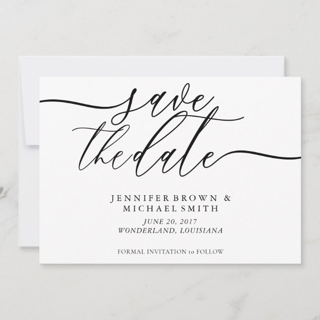 Formal Script Wedding Save Date Photo Save The Date (Front)