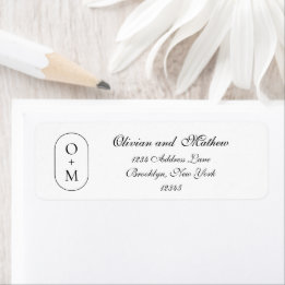 Formal Script with Geometric Monogram Address Label