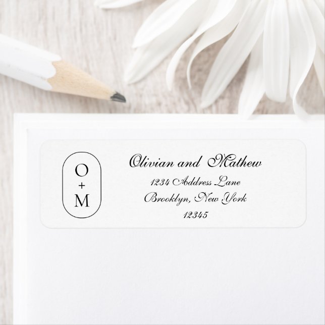 Formal Script with Geometric Monogram Address Label (Insitu)
