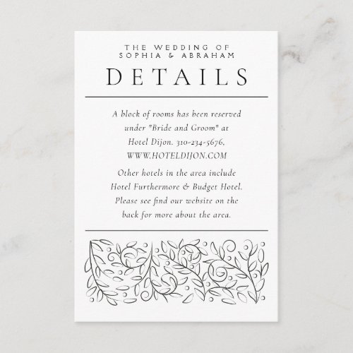 Formal Scrolling Leaves Black and White Details Enclosure Card