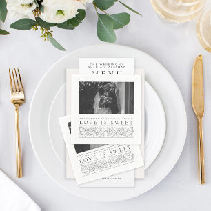 Formal Scrolling Leaves Photo Love is Sweet Napkins