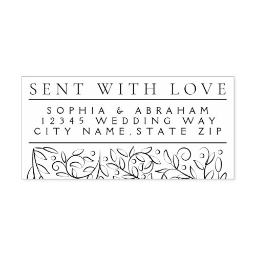 Formal Scrolling Leaves Sketch Wedding Address Self_inking Stamp