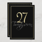 Formal Silver Black and Gold 27th Birthday Party Invitation (Front/Back)