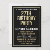 Formal Silver Black and Gold 27th Birthday Party Invitation (Back)