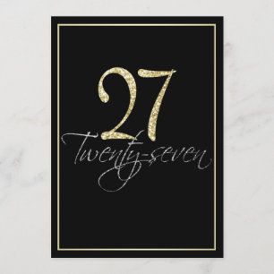 Formal Silver Black and Gold 27th Birthday Party Invitation