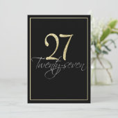 Formal Silver Black and Gold 27th Birthday Party Invitation (Standing Front)