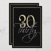 Formal Silver Black and Gold 30th Birthday Party Invitation (Front/Back)