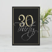 Formal Silver Black and Gold 30th Birthday Party Invitation (Standing Front)