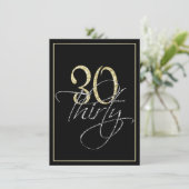 Formal Silver Black and Gold 30th Birthday Party Invitation (Standing Front)