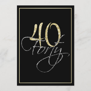 Formal Silver Black and Gold 40th Birthday Party Invitation