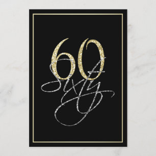Formal Silver Black and Gold 60th Birthday Party Invitation