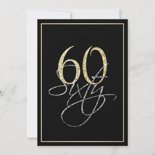 Formal Silver Black and Gold 60th Birthday Party Invitation