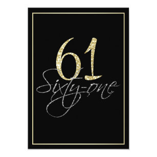 61st Birthday Invitations Zazzle Formal Silver Black And Gold 61st Birthday Party Invitation