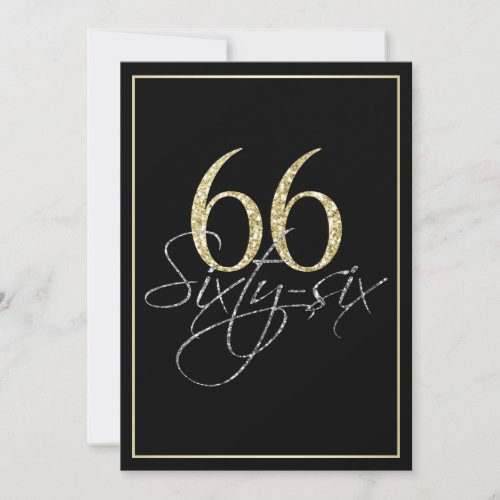 Formal Silver Black and Gold 66th Birthday Party Invitation