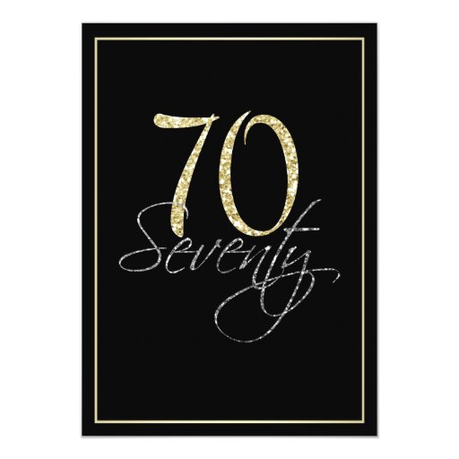 Formal Silver Black and Gold 70th Birthday Party Card | Zazzle