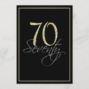 Formal Silver Black and Gold 70th Birthday Party Invitation