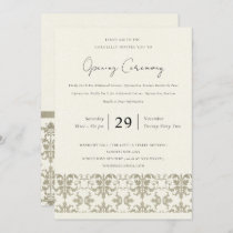 FORMAL SILVER DAMASK GRAND OPENING CEREMONY INVITATION