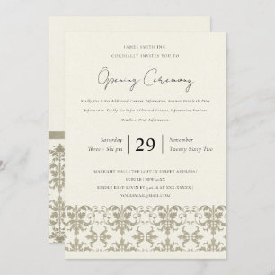 FORMAL SILVER DAMASK GRAND OPENING CEREMONY INVITATION