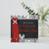 Formal Silver Red Gown & Heels Party Invitation (Standing Front)