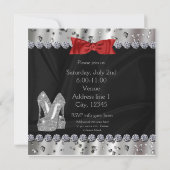 Formal Silver Red Gown & Heels Party Invitation (Back)