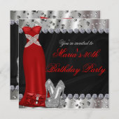 Formal Silver Red Gown & Heels Party Invitation (Front/Back)