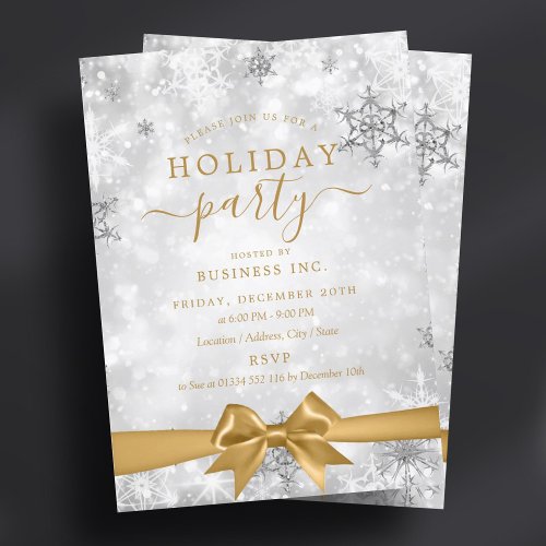 Formal Silver Ribbon Corporate Holiday Party  Invitation