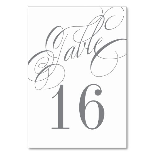Formal Silvery Gray and White Table Number Card