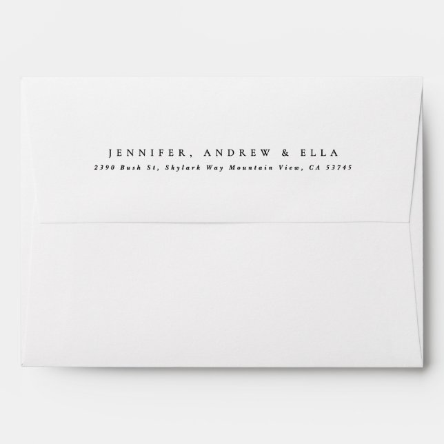 Formal Simple Black on White Baptism Invitation Envelope (Back (Top Flap))