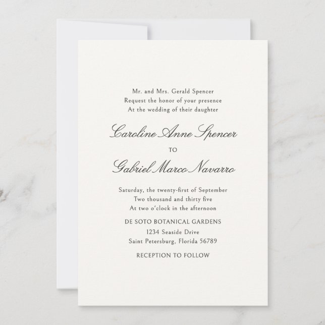 Formal Simple Classic Wedding Invitation (Front)
