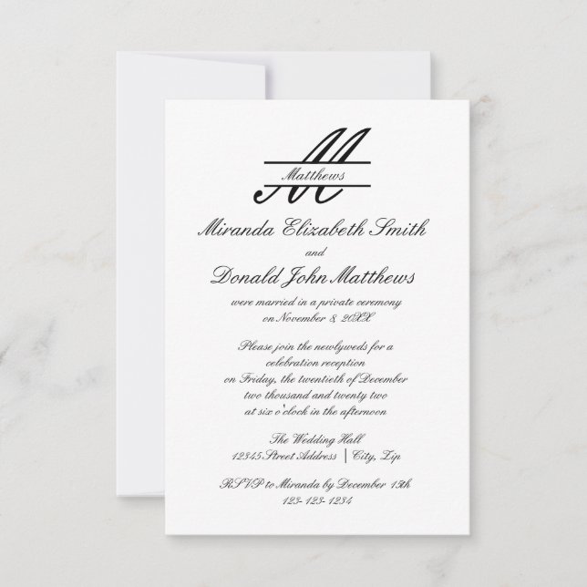 Formal Simple Elegant - 3x5 Wedding Announcement (Front)