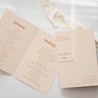Formal Simple Minimal Terracotta Folded Wedding Program