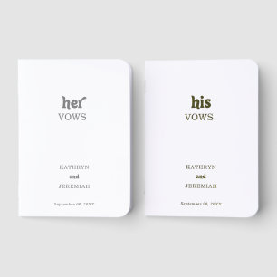 Formal Simple Minimal Wedding  Foil Vow Books