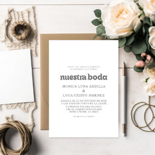 Formal Simple Nuestra Boda Wedding Invitation