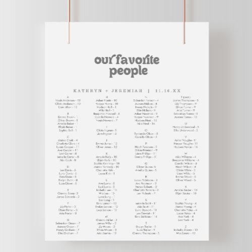 Formal Simple Printable Seating Chart