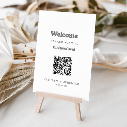 Formal Simple QR Code Seating Chart Foam Board