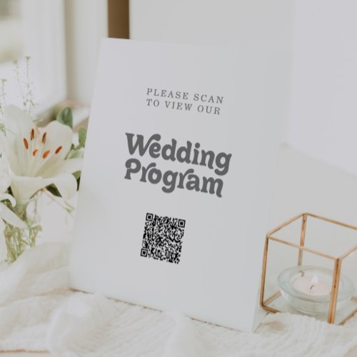 Formal Simple QR Code Wedding Program Pedestal Sign