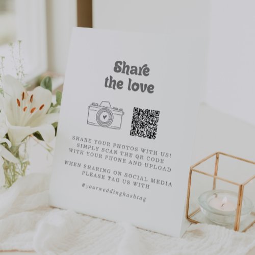 Formal Simple Share the Love QR Code Pedestal Sign