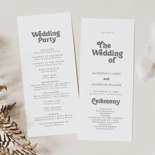 Formal Simple Tea Length Wedding Program