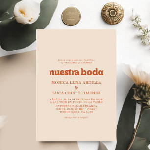 Formal Simple Terracotta Nuestra Boda Wedding Invitation