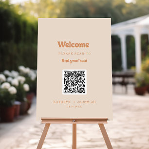 Formal Simple Terracotta QR Code Seating Chart Foam Board