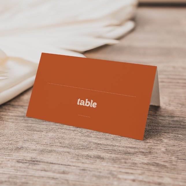 Formal Simple Terracotta Wedding Folded Place Card (Creator Uploaded)