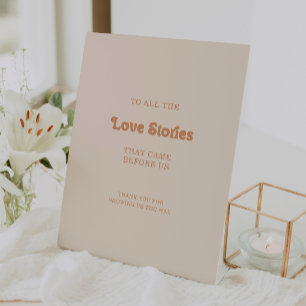 Formal Simple Terracotta Wedding Love Stories  Pedestal Sign