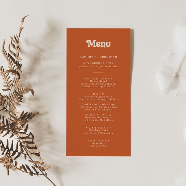 Formal Simple Terracotta Wedding Menu (Creator Uploaded)