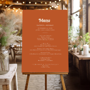 Formal Simple Terracotta Wedding Menu Foam Board