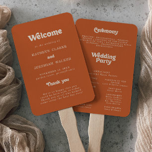 Formal Simple Terracotta Wedding Program Hand Fan