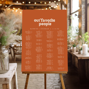 Formal Simple Terracotta Wedding Seating Chart Foam Board